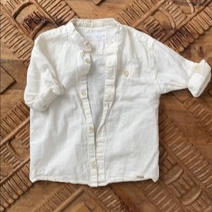 Zara little boys white linen button up